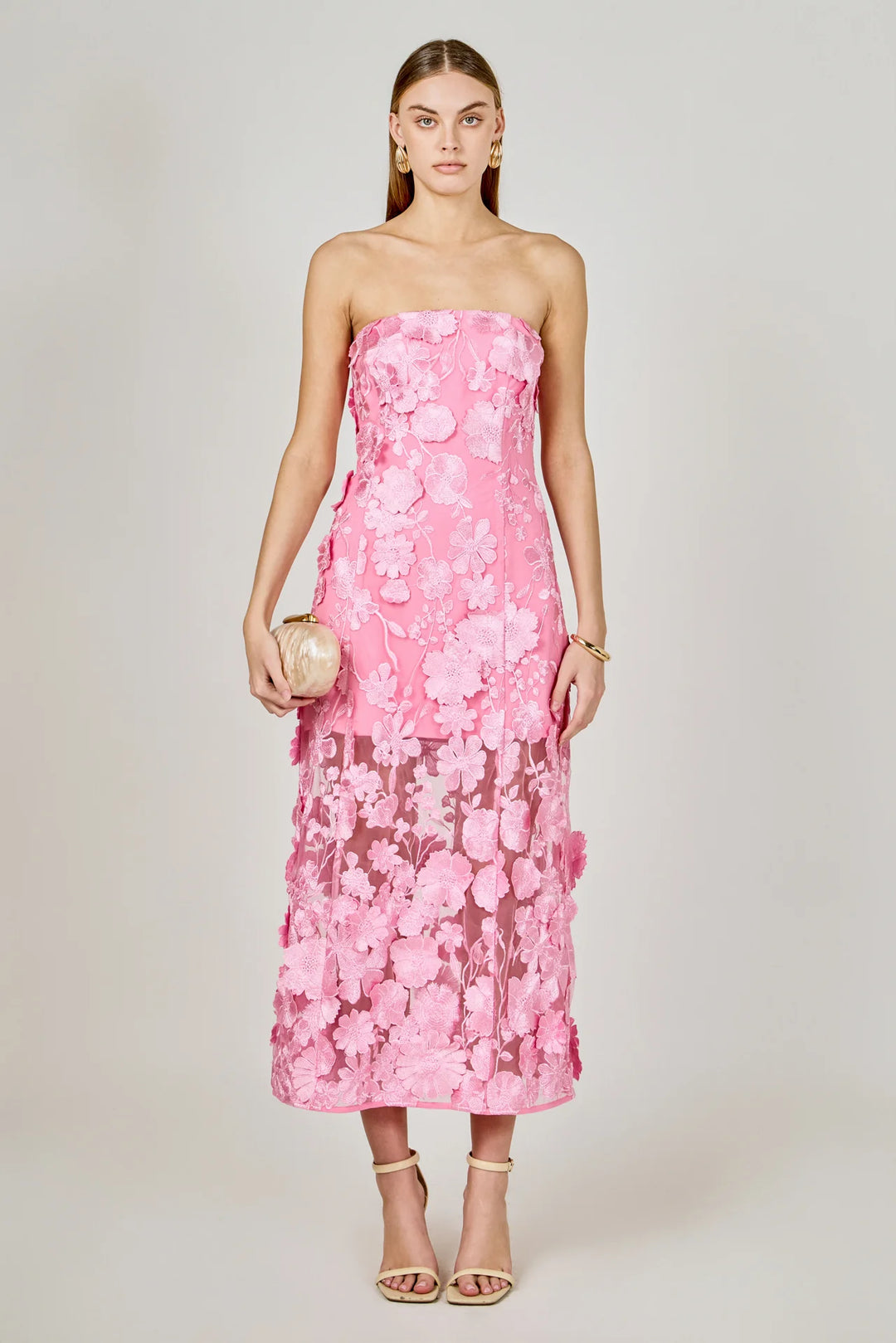 Endless Rose Strapless Floral Embroidered Maxi Dress