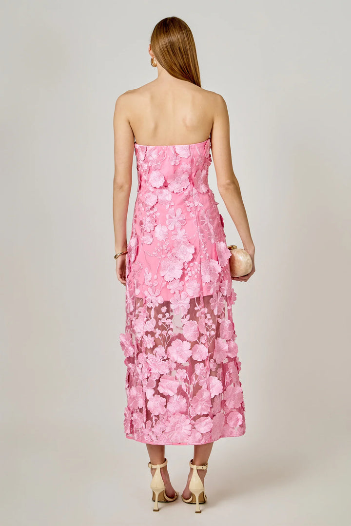 Endless Rose Strapless Floral Embroidered Maxi Dress