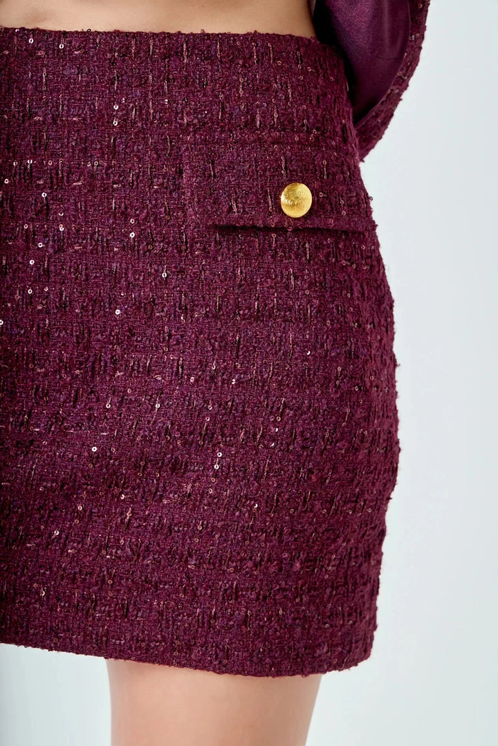 Endless Rose Tweed Fringed Mini Skirt - Capri by Sunset & Co.