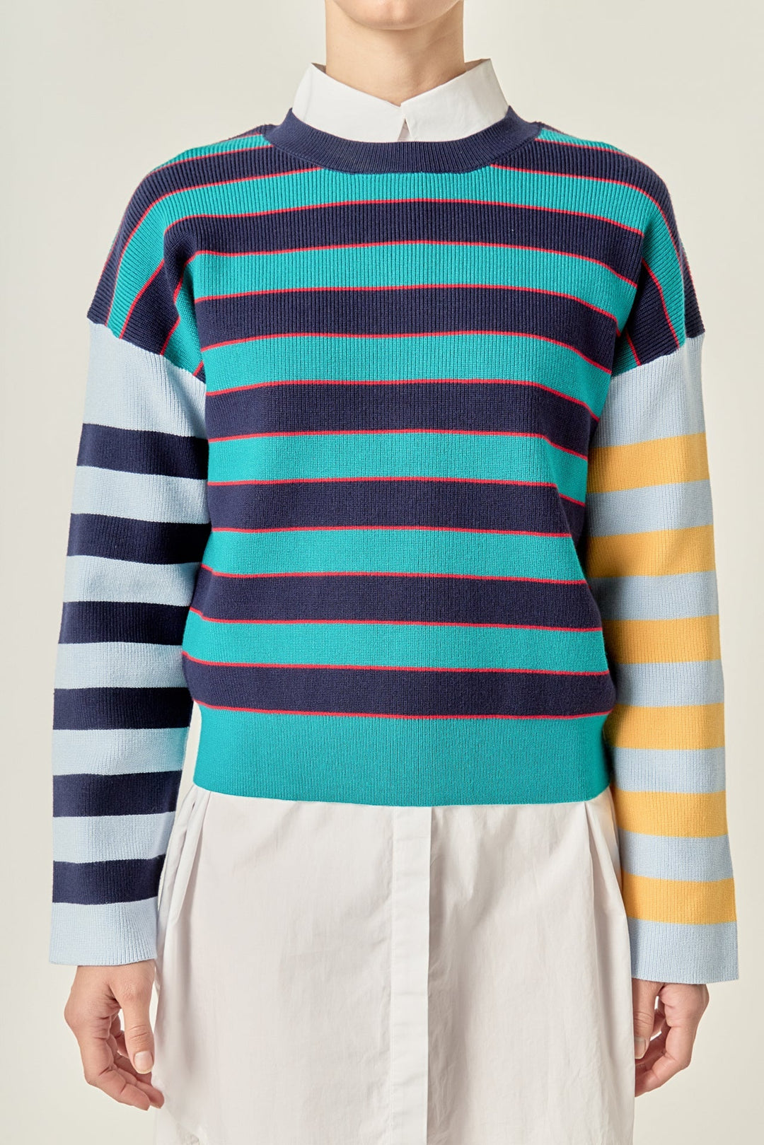 English Factory Striped Knit Top - Capri by Sunset & Co.