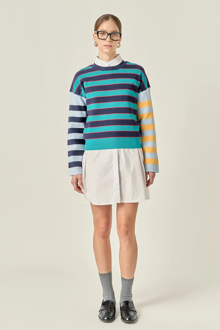 English Factory Striped Knit Top - Capri by Sunset & Co.
