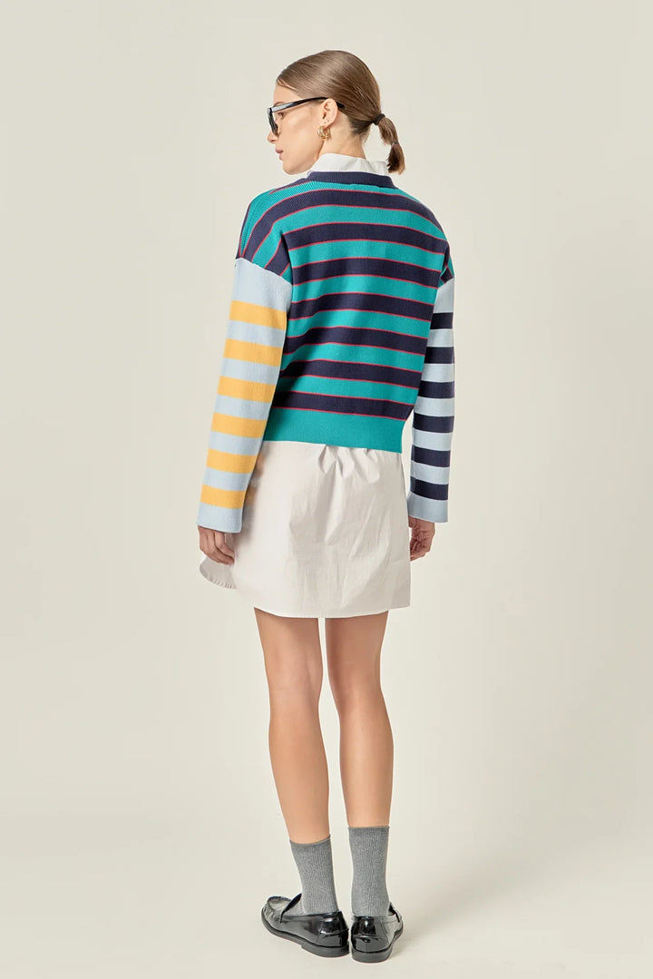 English Factory Striped Knit Top - Capri by Sunset & Co.