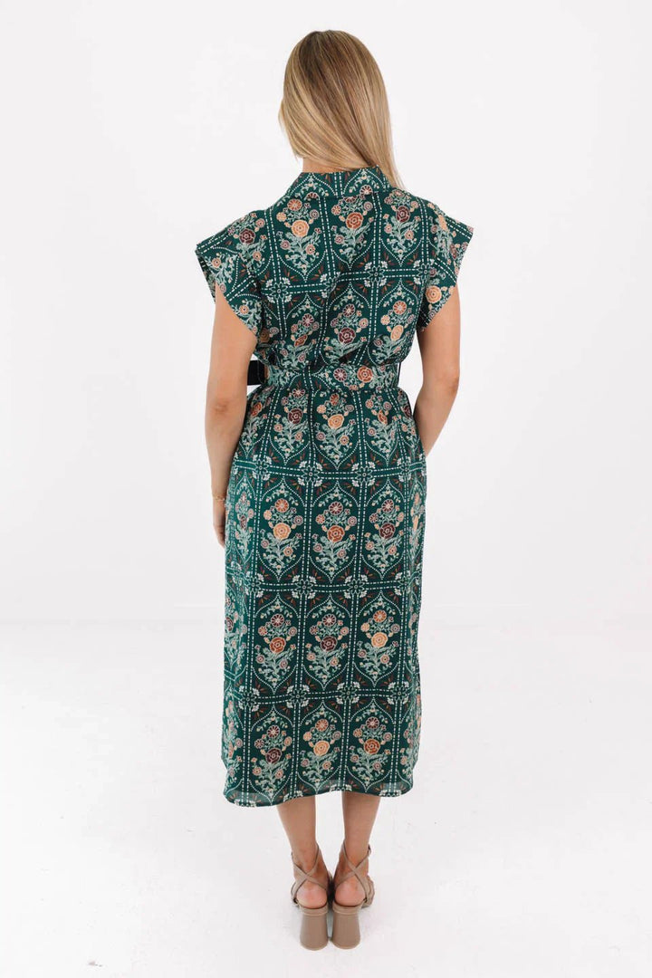 J. Marie Hazel Belted Midi Dress - Capri by Sunset & Co.