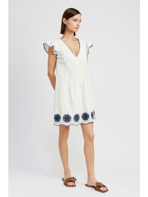 En Saison Dawson Embroidered Mini Dress - Capri by Sunset & Co.