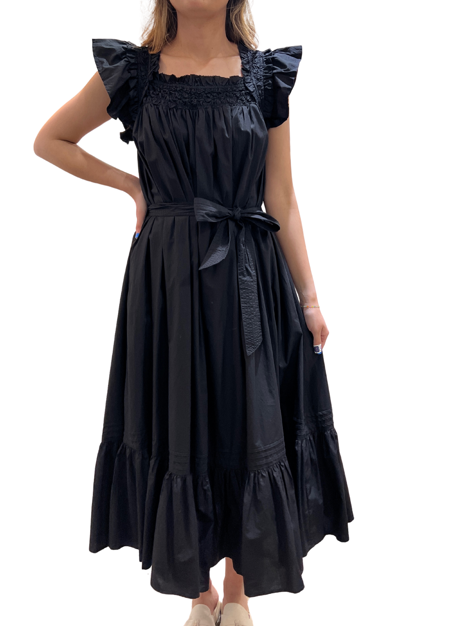 Tabitha Solid Midi Dress - Black