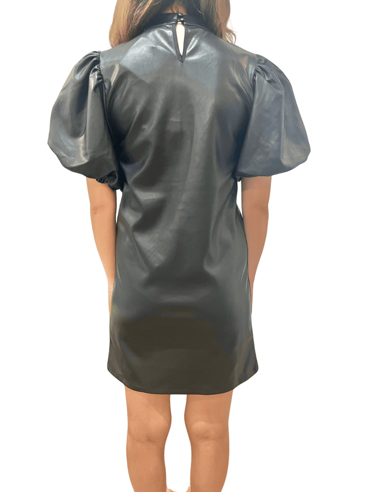 THML Puff Sleeve Leather Midi Dress - Capri by Sunset & Co.