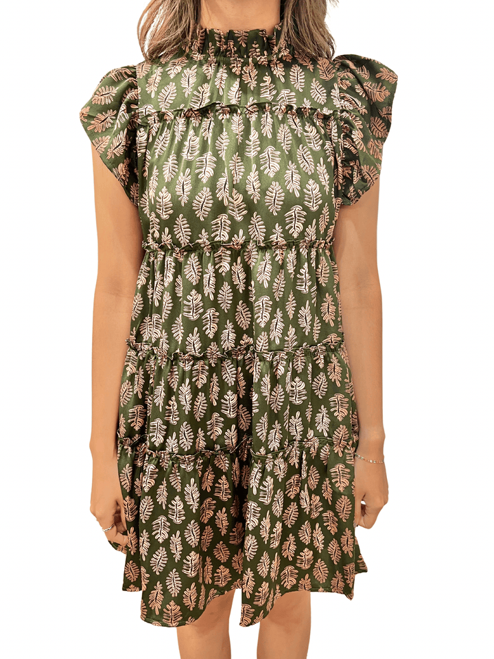 THML Flutter Sleeve Print Mini Dress - Capri by Sunset & Co.