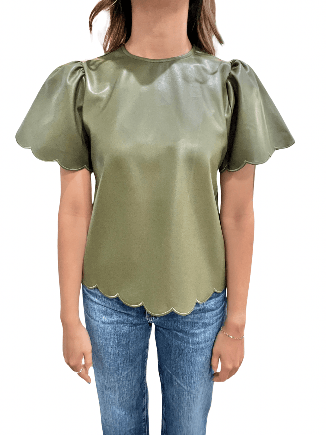 THML Short Sleeve Leather Top - Capri by Sunset & Co.