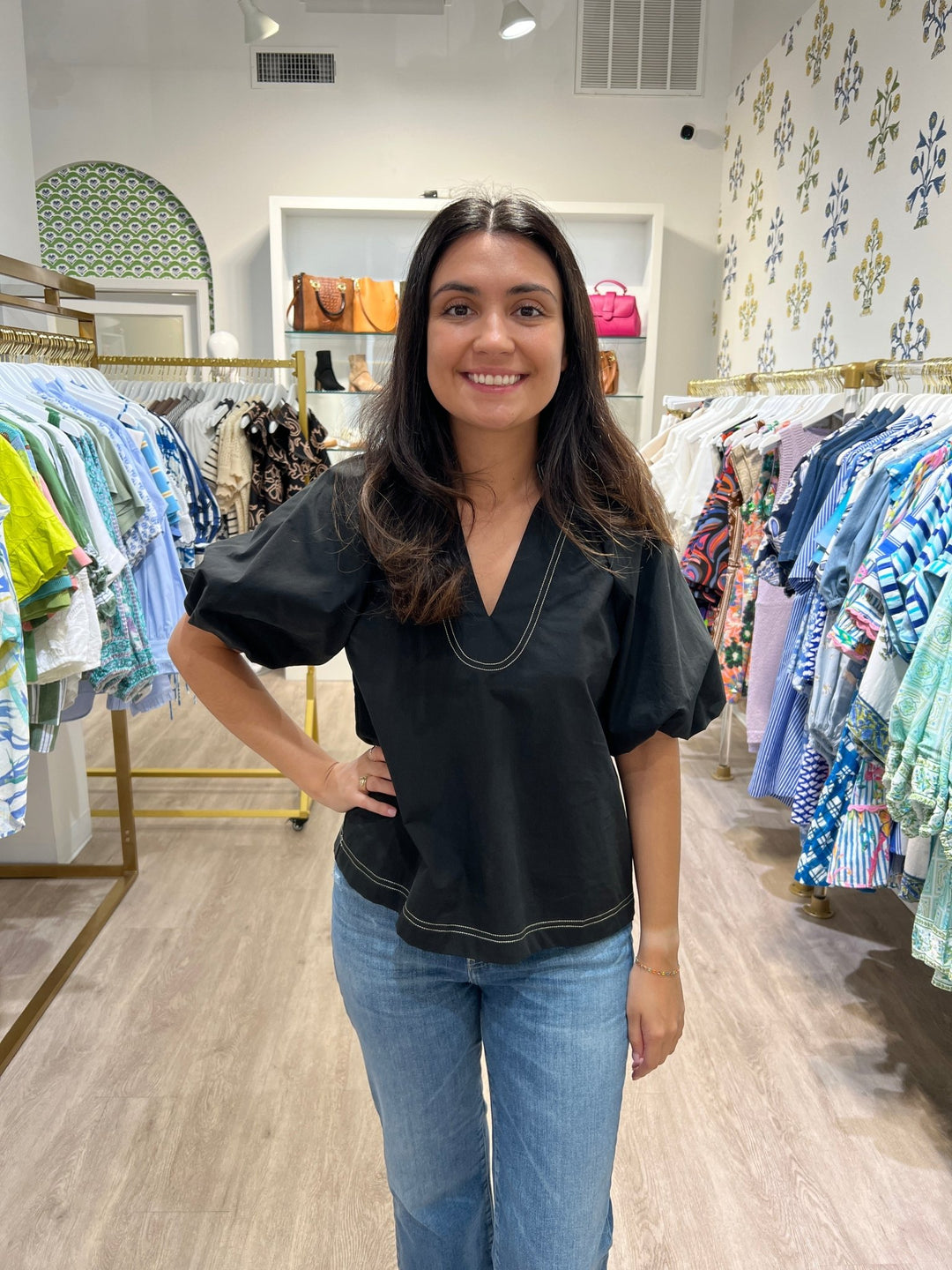 THML Puff Sleeve Top - Capri by Sunset & Co.