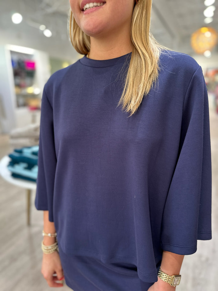 P. Cill Round Neck Flare Sleeve Top