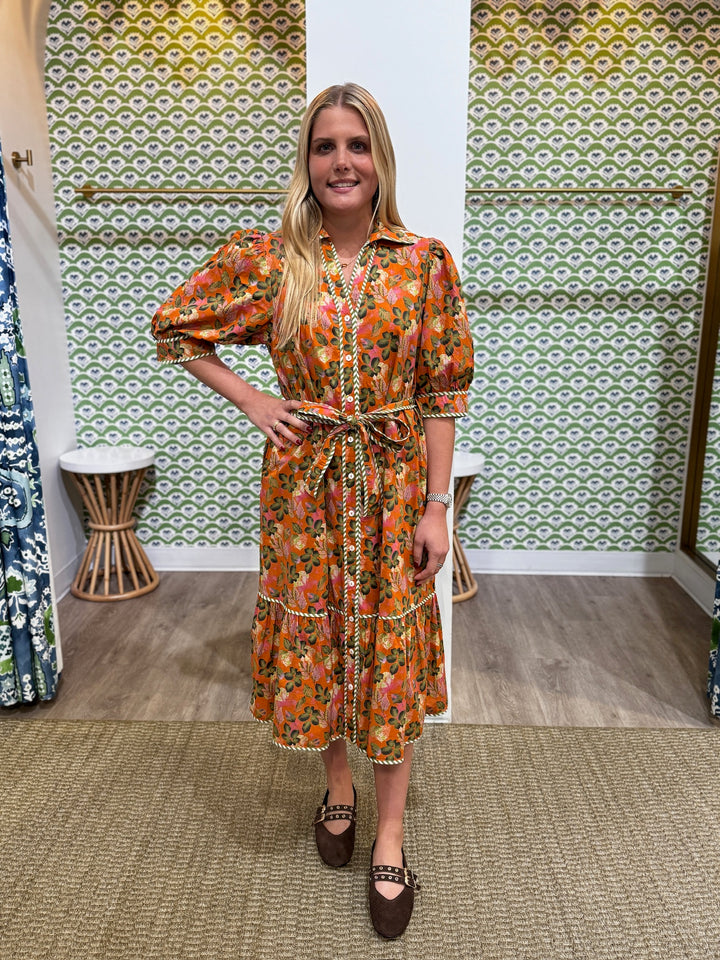 THML Puff Sleeve Midi Dress