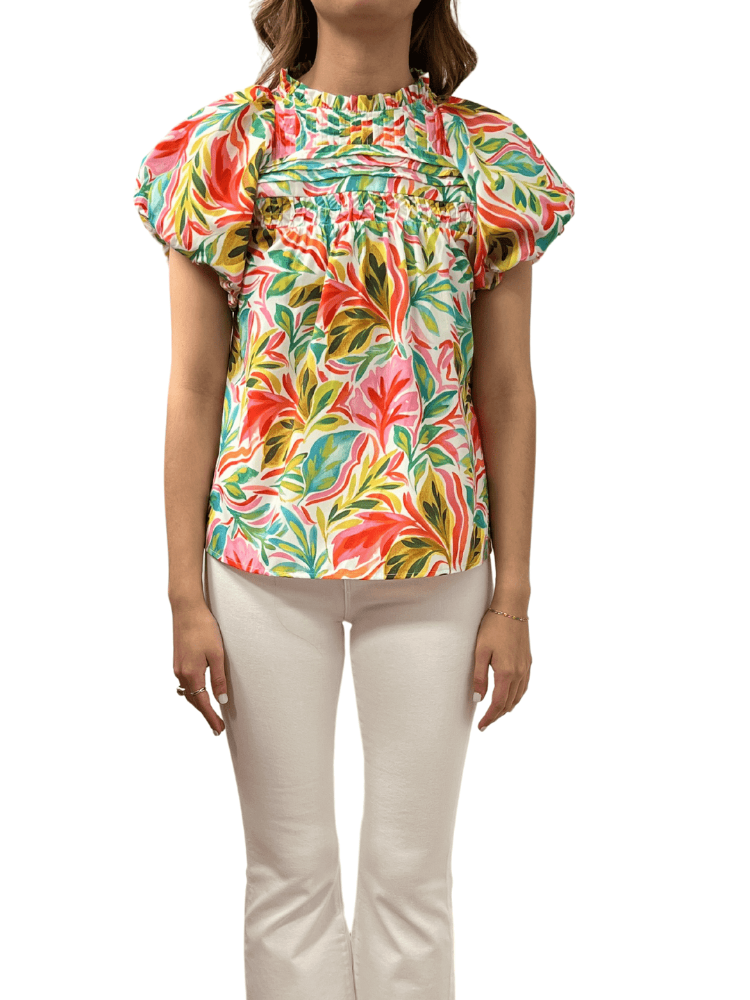 THML Short Puff Sleeve Top - Capri by Sunset & Co.
