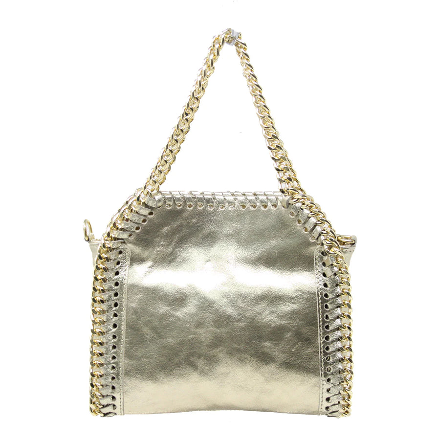 Leather Chain Handbag - Gold