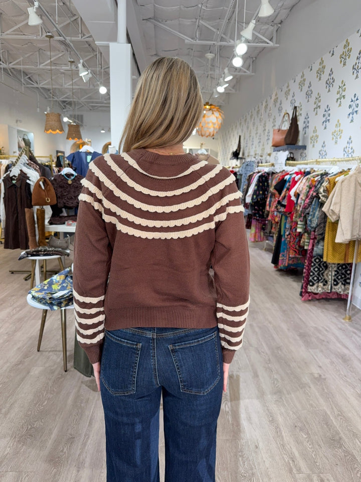 Crochet Ruffled Sweater - Capri by Sunset & Co.