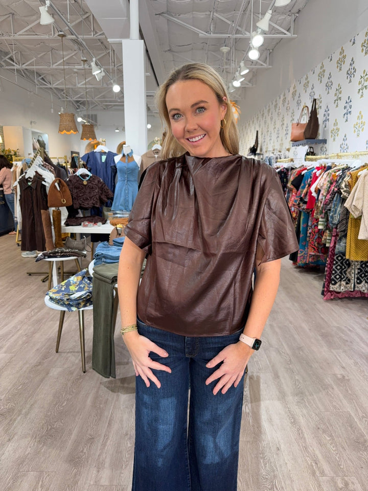 Leather Blouse - Capri by Sunset & Co.