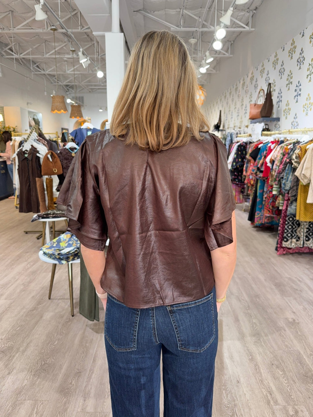 Leather Blouse - Capri by Sunset & Co.