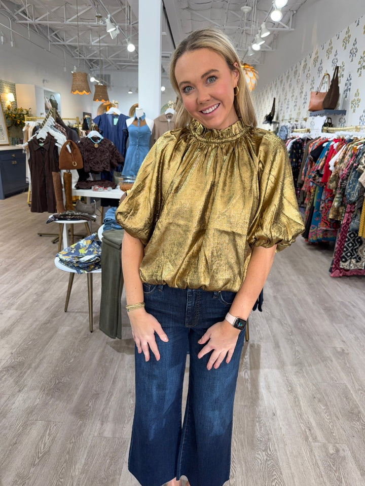 Metallic Blouse - Capri by Sunset & Co.