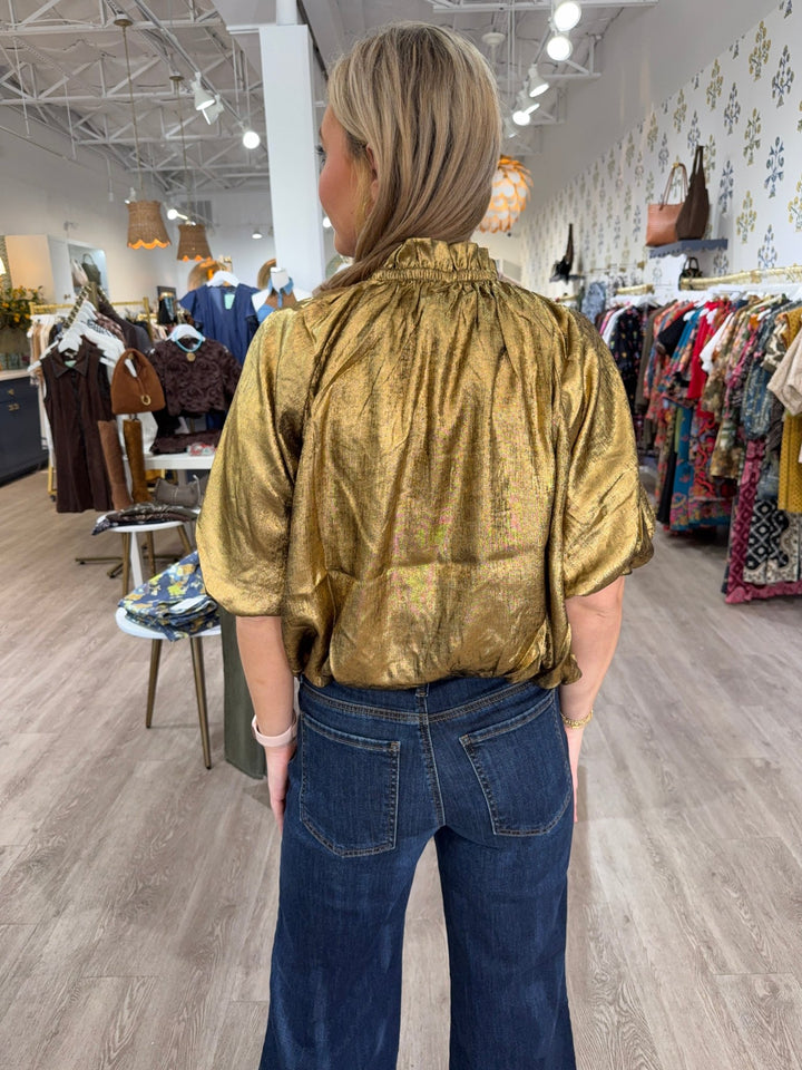 Metallic Blouse - Capri by Sunset & Co.