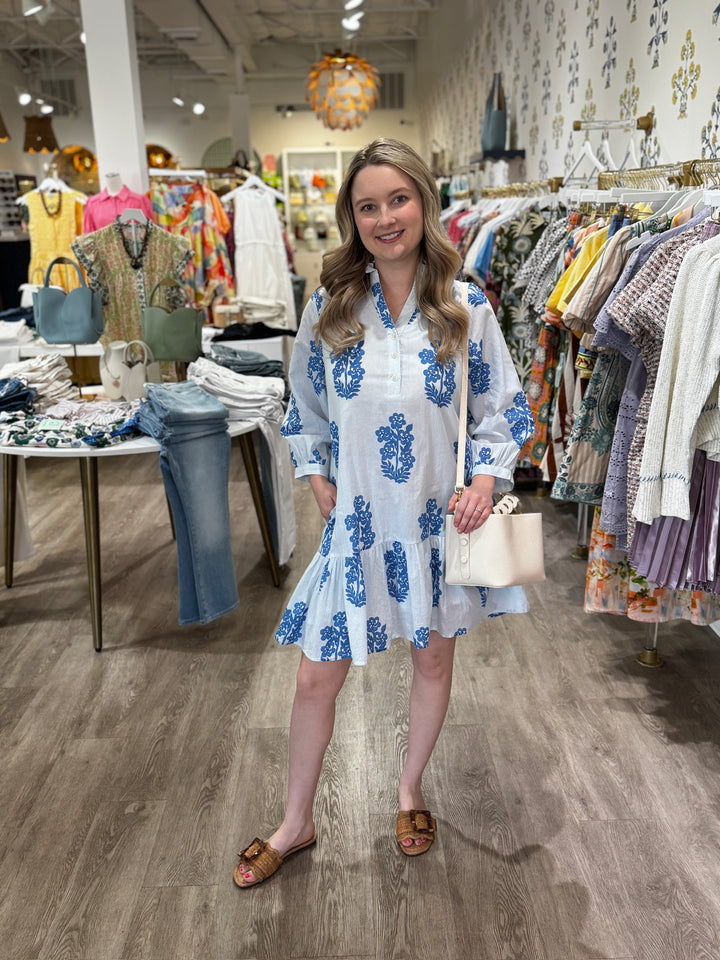 Long Sleeve Tiered Mini Dress - Capri by Sunset & Co.