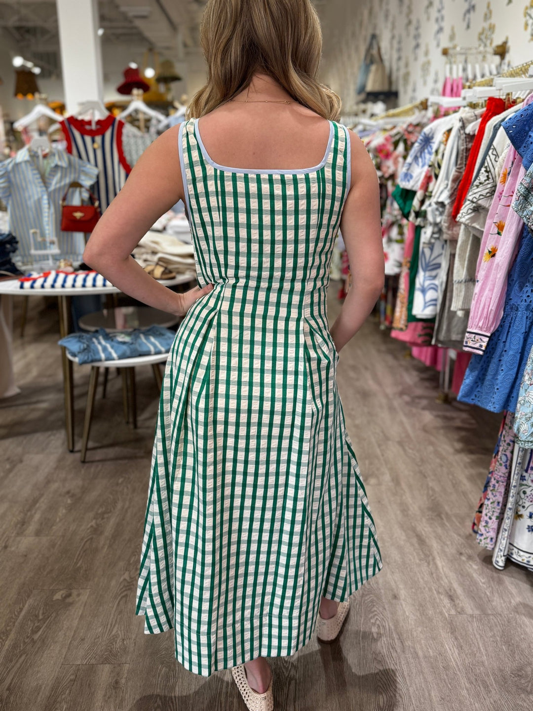 Gingham Midi Dress - Capri by Sunset & Co.