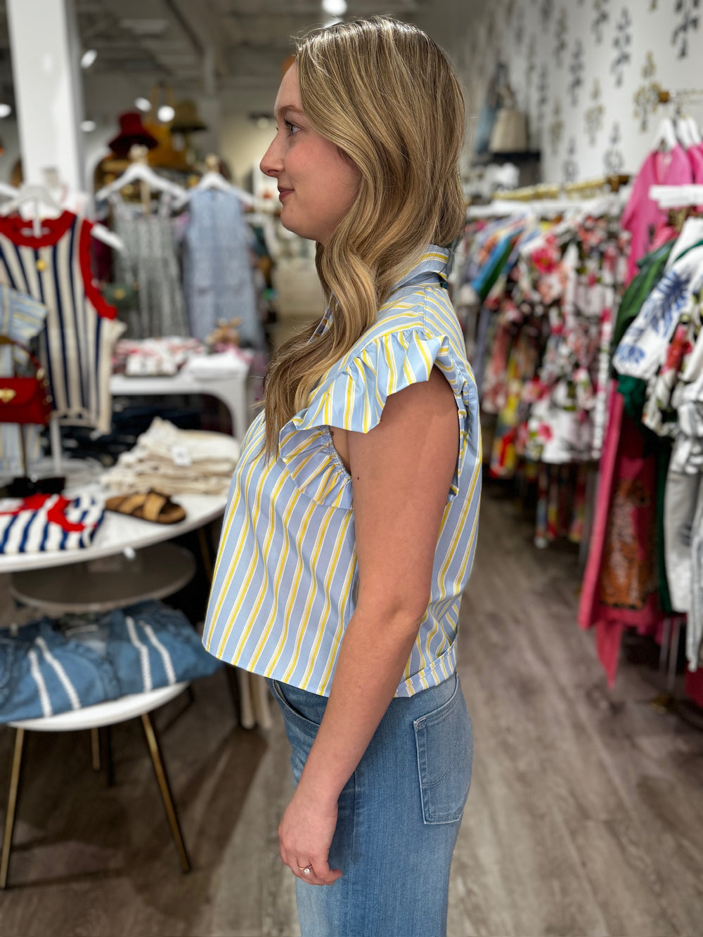Flutter Sleeve Button Up Top - Capri by Sunset & Co.