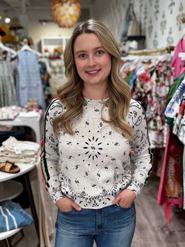 J. Society Bandana with Multi Stripe Crew - Capri by Sunset & Co.