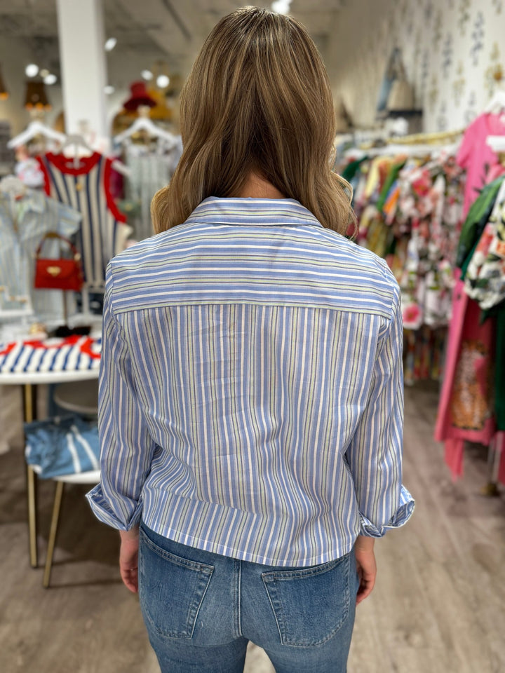 J. Society Cropped Button Down Blouse - Capri by Sunset & Co.