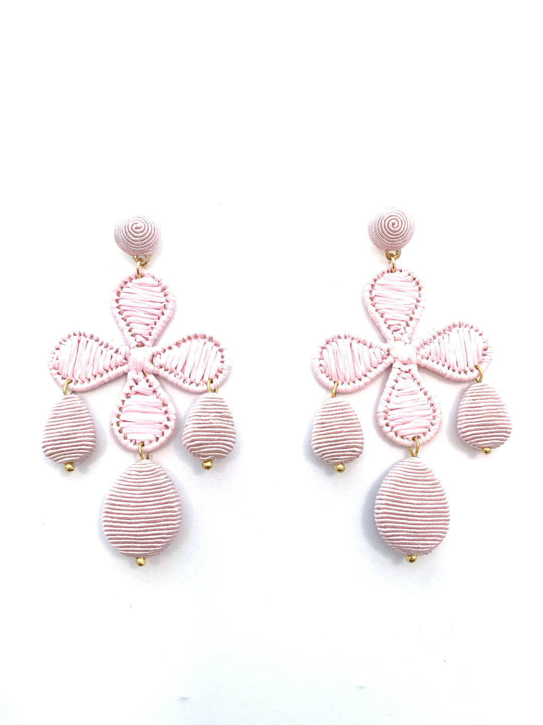 Accessory Jane Cord and Rattan Quatrefoil Drop Earrings - Capri by Sunset & Co.
