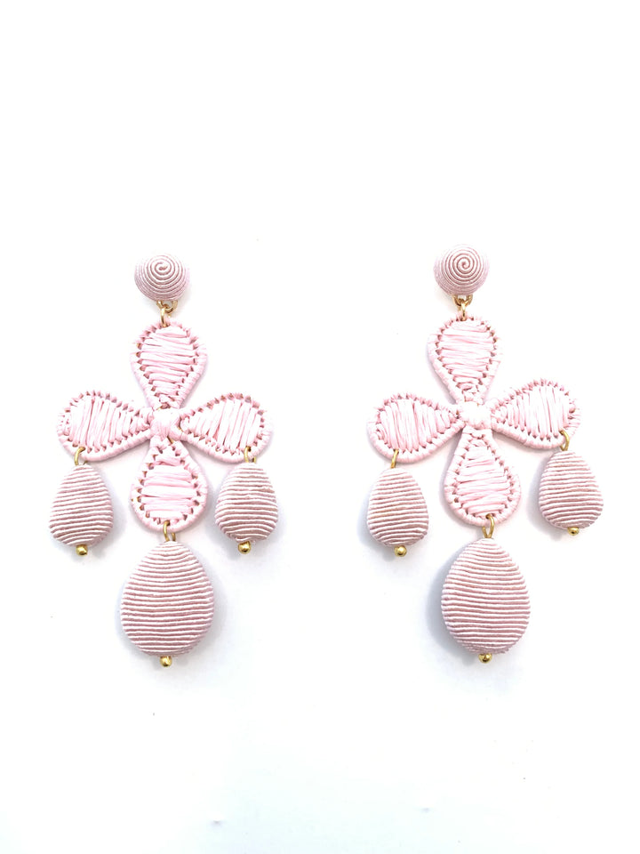 Accessory Jane Cord and Rattan Quatrefoil Drop Earrings - Capri by Sunset & Co.
