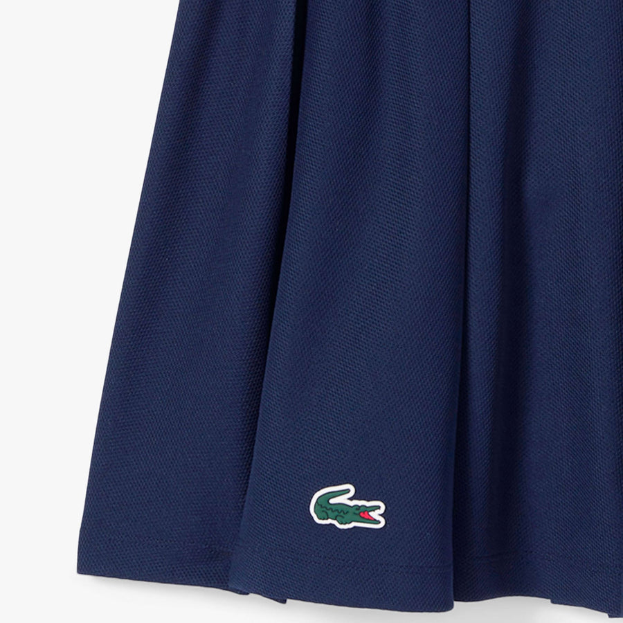 Piqué Tennis Skirt with Built-In Shorts - Navy