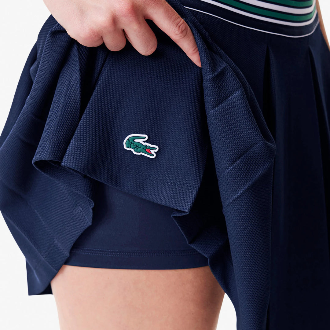 Lacoste Piqué Tennis Skirt with Built-In Shorts - Navy
