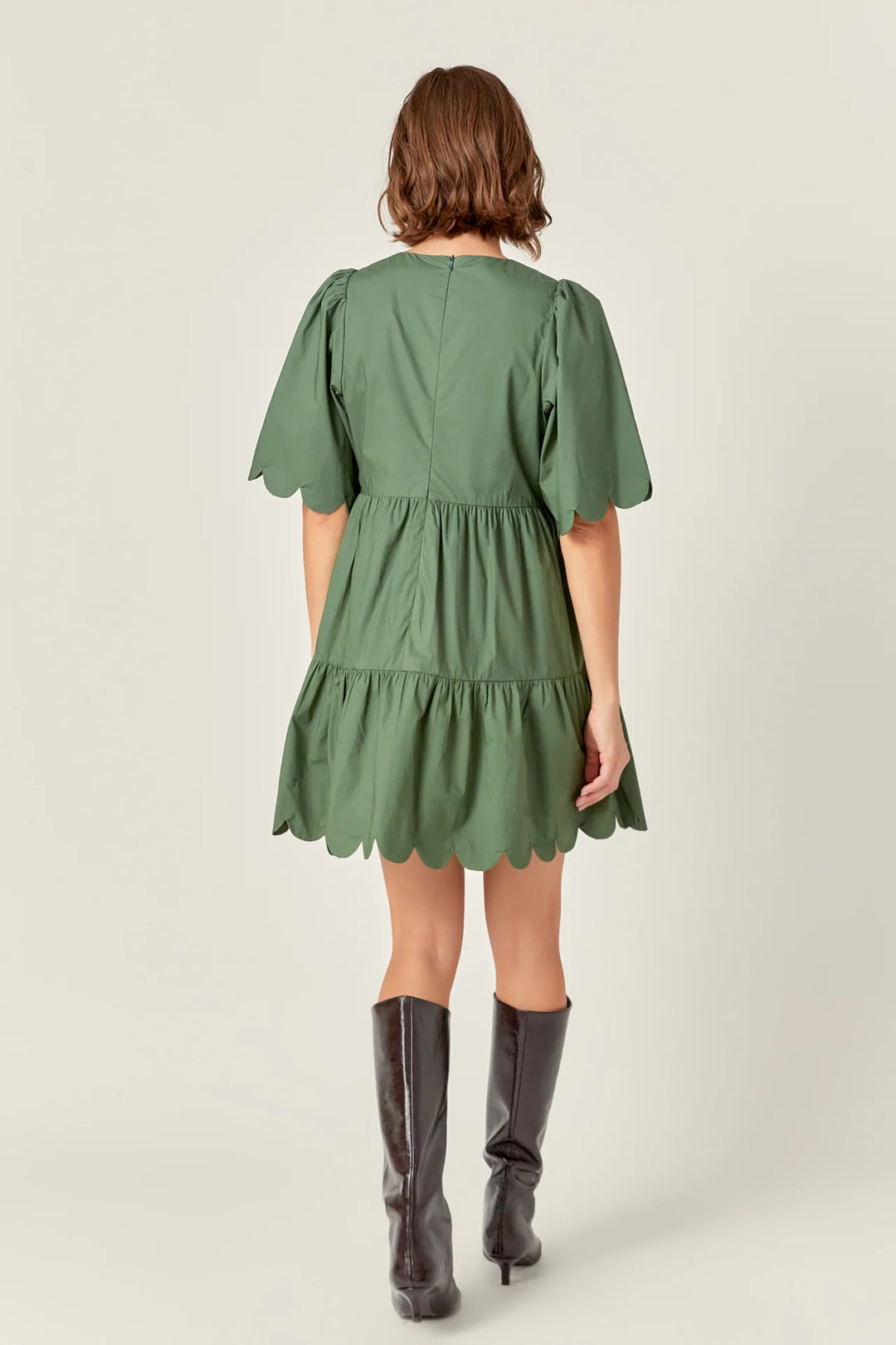 English Factory Scallop Tiered Mini Dress