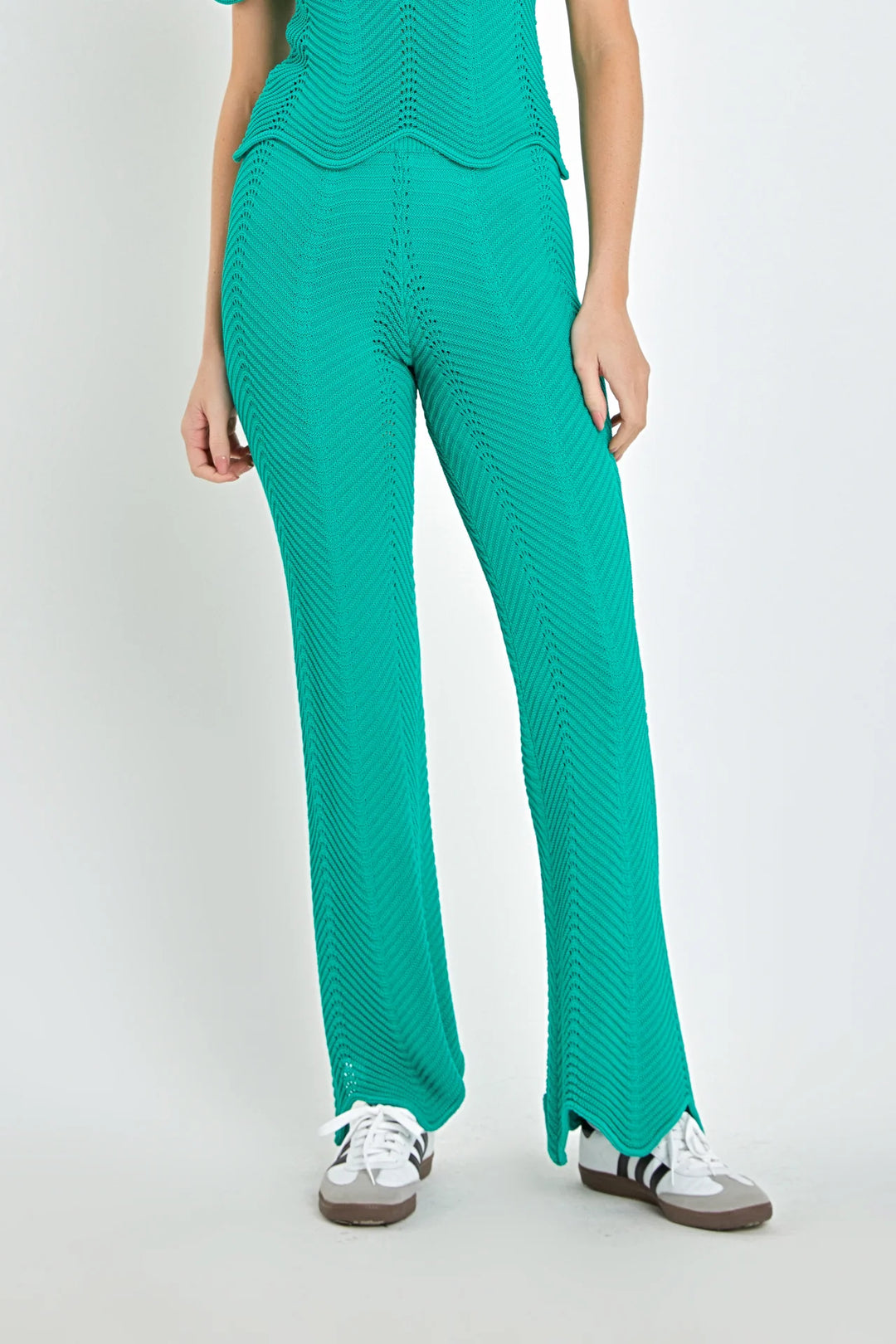 Crochet Knit Pants - Green