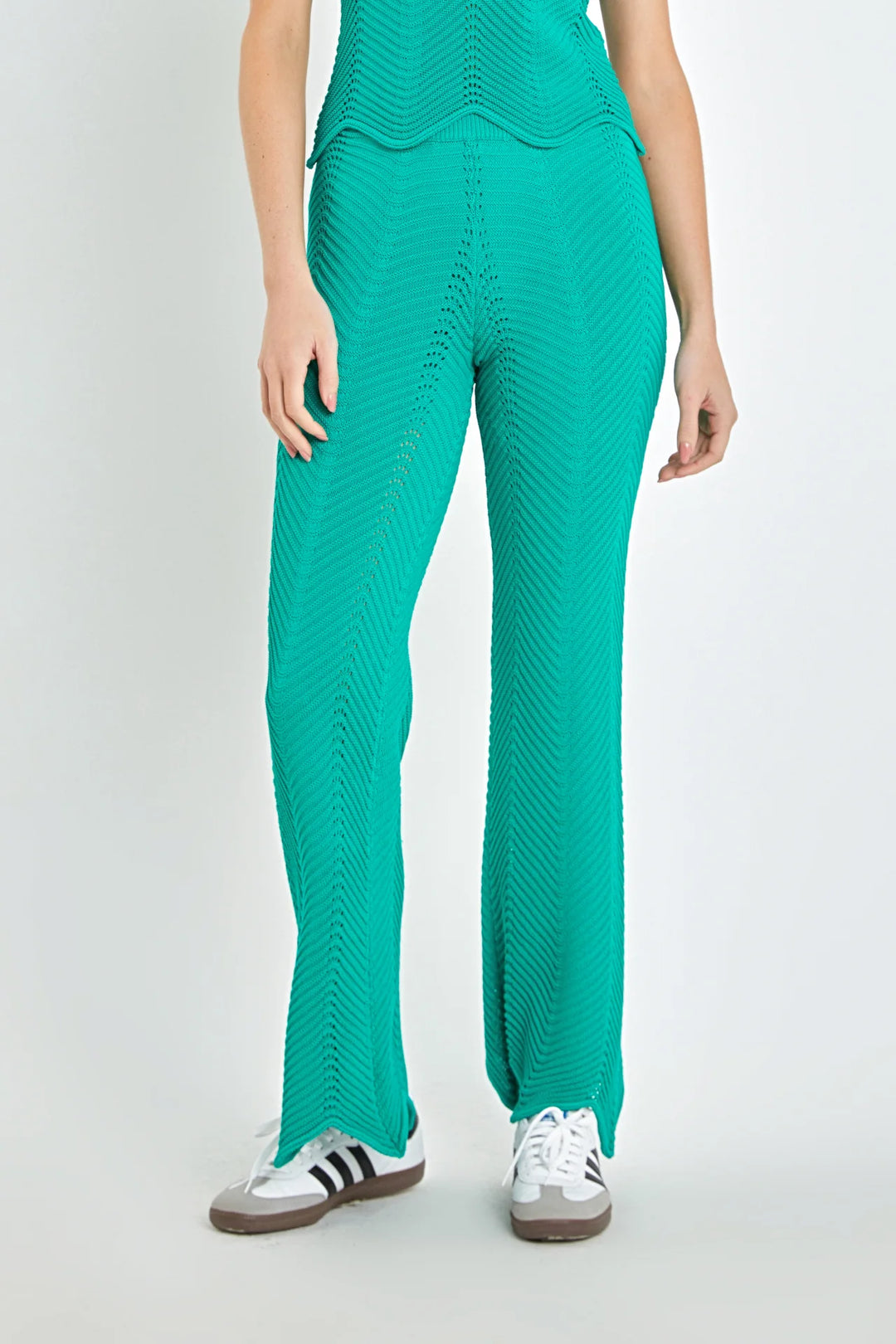 Crochet Knit Pants - Green