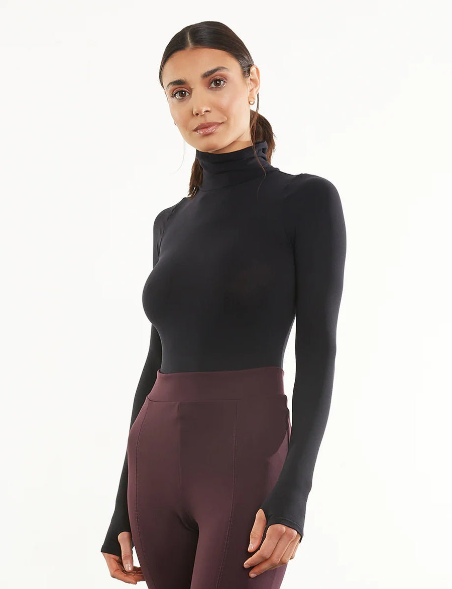 Ballet Long Sleeve Turtleneck Bodysuit - Black