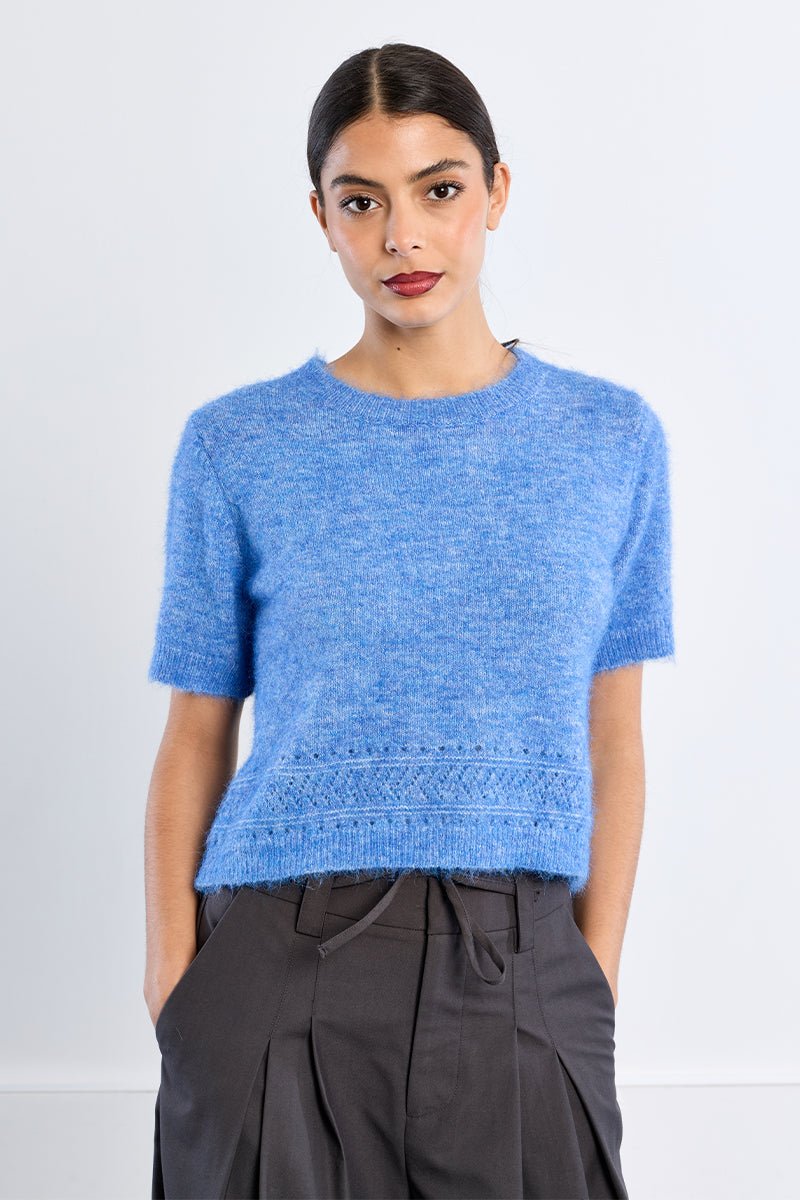 Molly Bracken Short Sleeve Sweater - Capri by Sunset & Co.