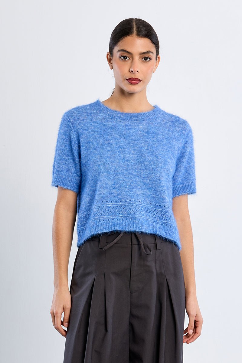 Molly Bracken Short Sleeve Sweater - Capri by Sunset & Co.
