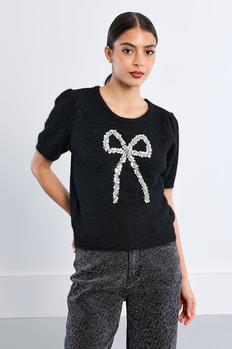 Molly Bracken Sequin Bow Sweater - Capri by Sunset & Co.