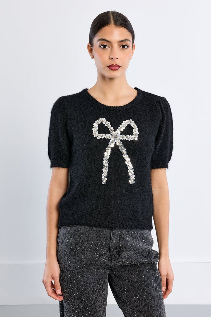 Molly Bracken Sequin Bow Sweater - Capri by Sunset & Co.