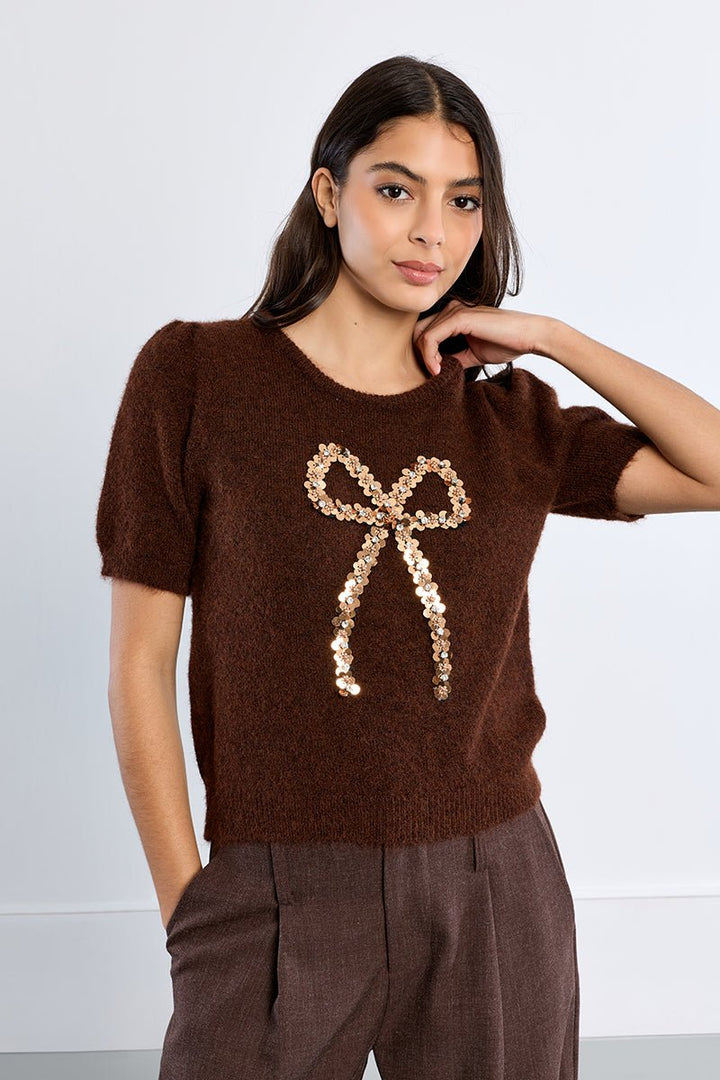 Molly Bracken Sequin Bow Sweater - Capri by Sunset & Co.