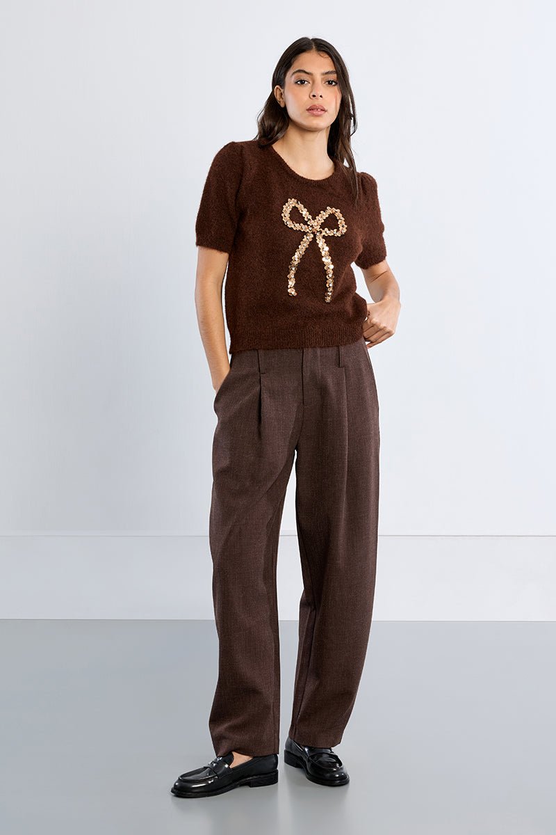 Molly Bracken Sequin Bow Sweater - Capri by Sunset & Co.