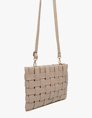 Lindy Large Woven Clutch - Light Tan