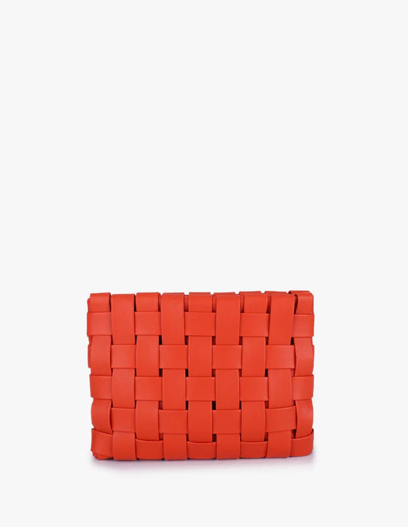 Lindy Large Woven Clutch - Orange
