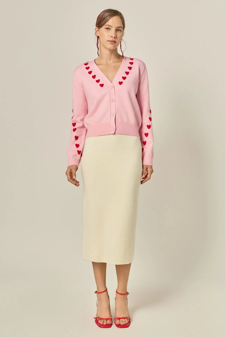 English Factory Heart Contrast Knit Cardigan - Capri by Sunset & Co.