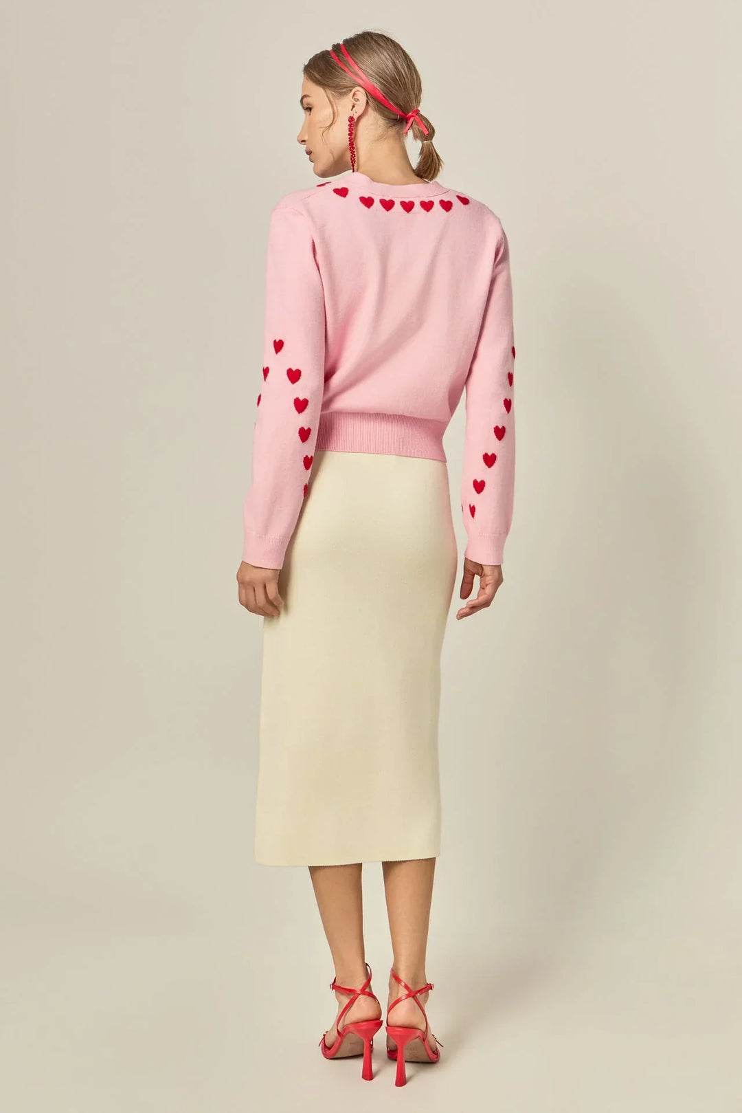 English Factory Heart Contrast Knit Cardigan - Capri by Sunset & Co.