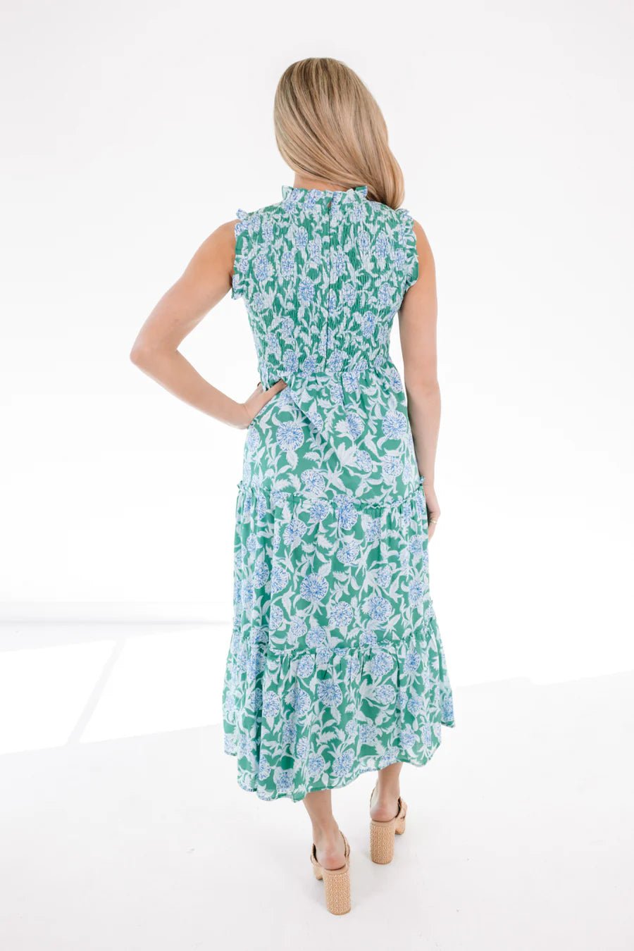 J. Marie Merritt Ruched Midi Dress - Capri by Sunset & Co.