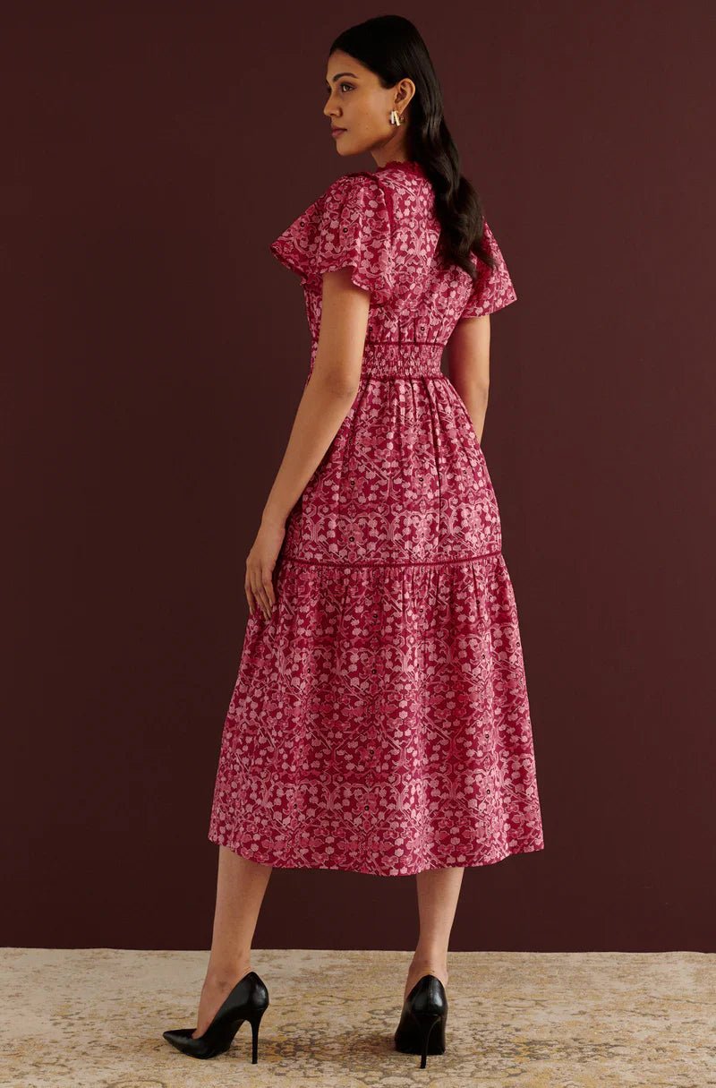 Naxos Dress Ottoman Berry - Lace Midi Dress