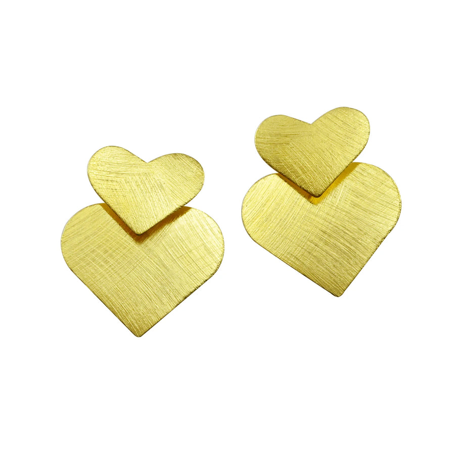 Love Double Heart Earring - Gold