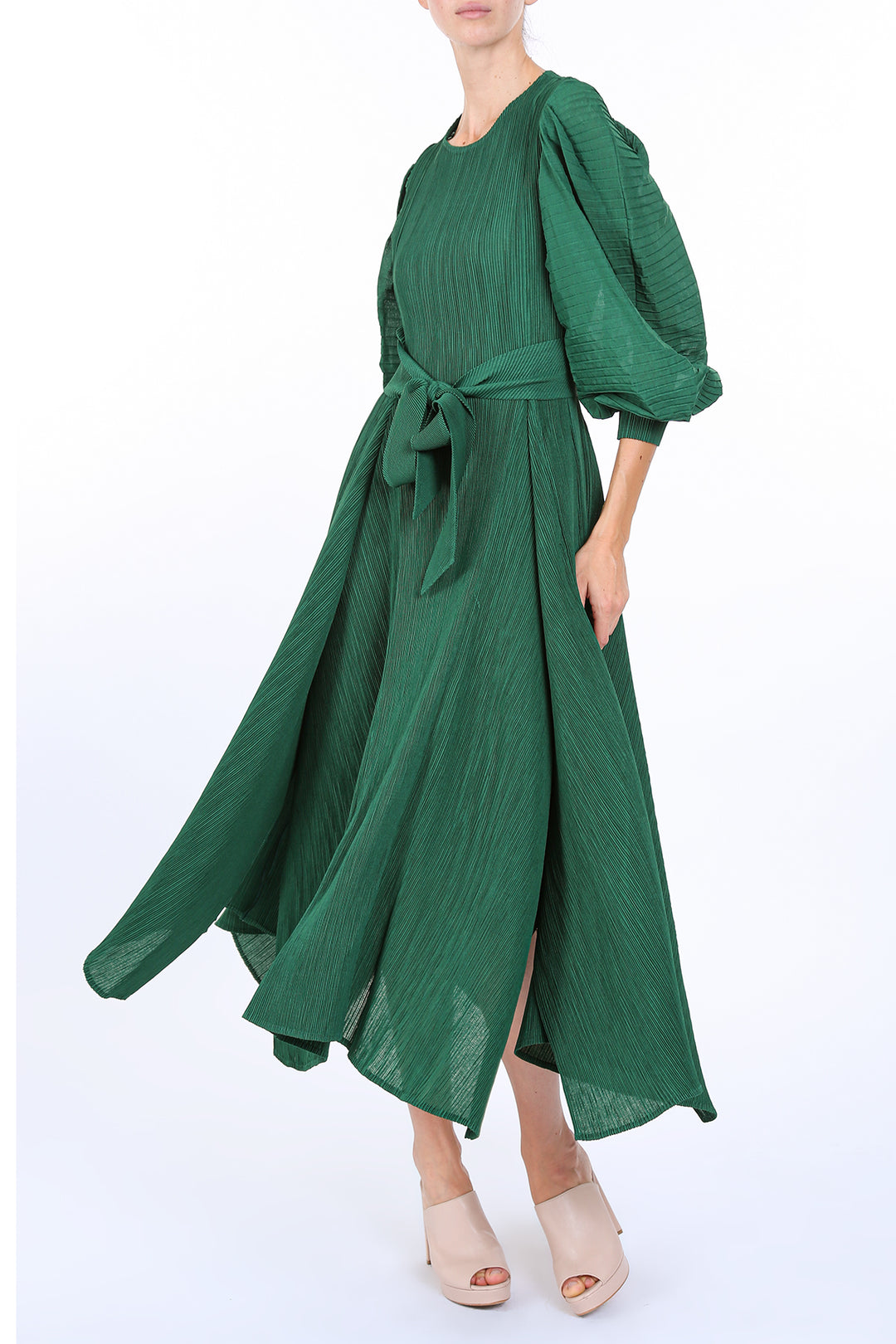 BEULAHSTYLE Puff Sleeve Midi Dress