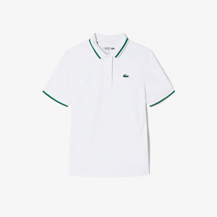 Lacoste Piqué Tennis Polo with Contrast Striped Collar - White